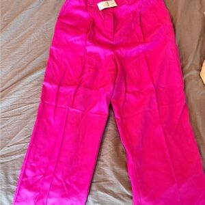 NWT Ann Taylor Linen Blend Wide Leg Pants – Pink – Size 0